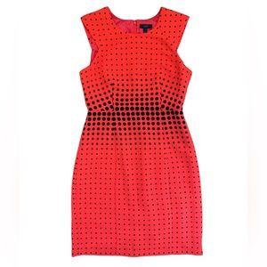 J Crew Red Dress with Black Polka Dots Sheath Lined